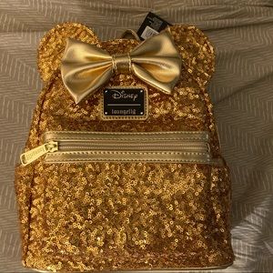 Yellow Gold Sequin Minnie Loungefly Backpack